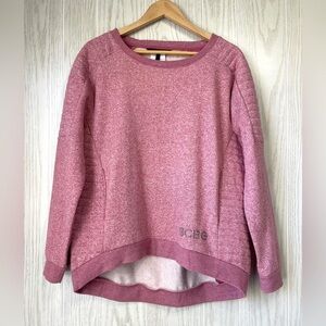 BCBG MaxAzria Sweatshirt Logo Quilted Long Sleeve Hi-Low Hem Marled Pink L